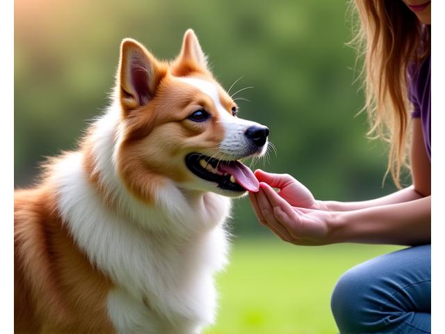 Trainer working with a dog using positive reinforcement